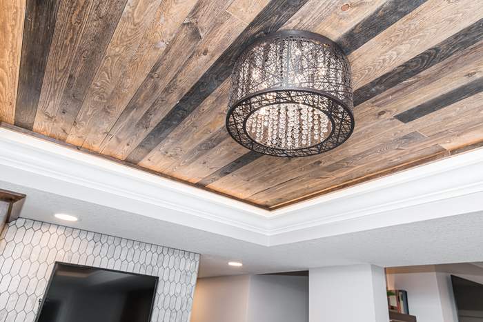 The Prosper — Reclaimed-wood tray ceiling